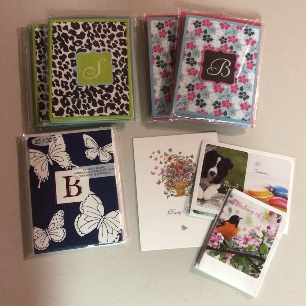 New in Package Monogrammed B and S Note Cards and Gift Tags Butterfly Leopard
